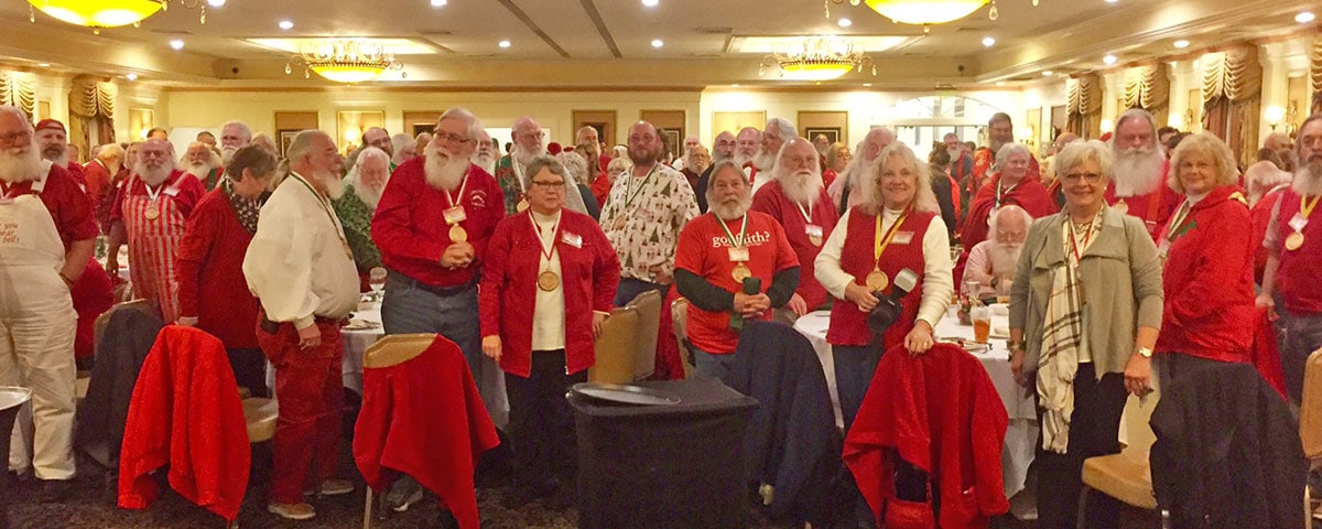 Santas filled the Main Dining Room at Zehnder's