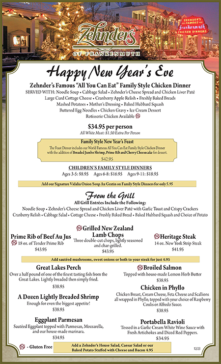 Zehnder’s of Frankenmuth Menus | Dining