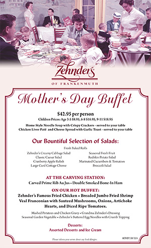 Zehnder’s of Frankenmuth Menus | Dining